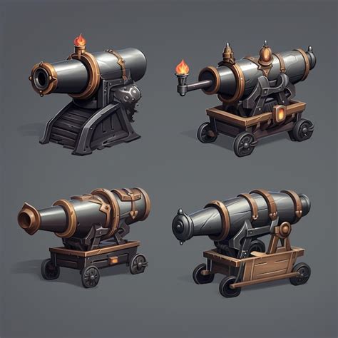 Premium Ai Image Illustration Of 4 Basic Pirate Ship Cannons Toon