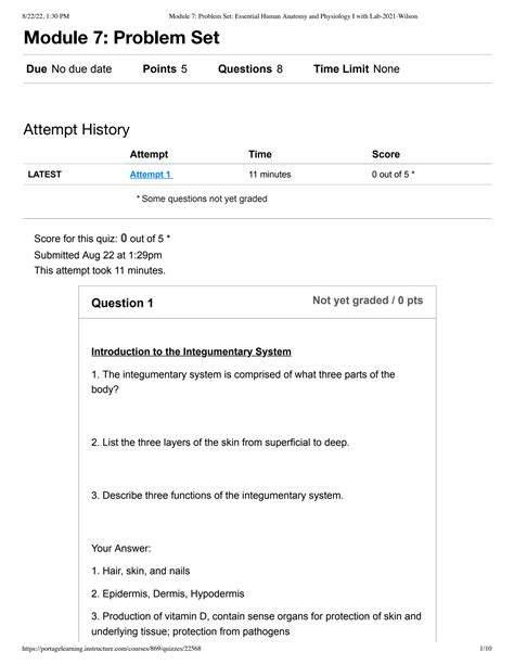 SOLUTION Module 7 Problem Set Essential Human Anatomy And Physiology I