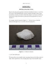 GEOL 1110 Lab 4 Mineral Identification Pdf GEOL 1110 Lab 4