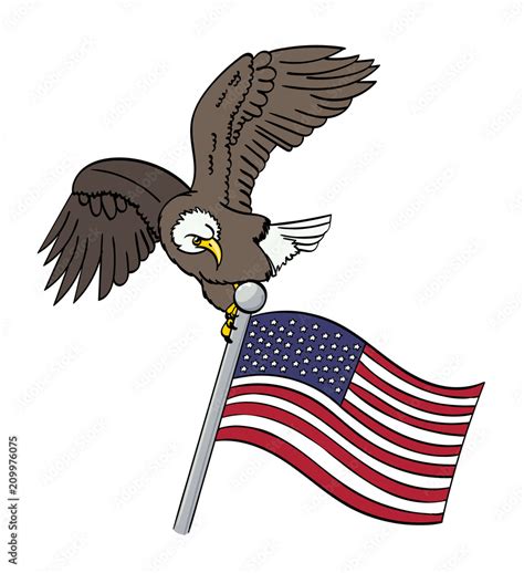 Bald Eagle landing on an American Flag Stock Vector | Adobe Stock