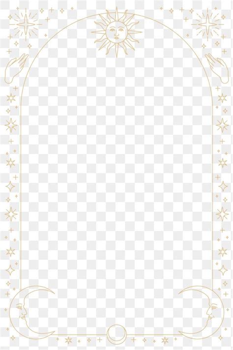 Celestial Icons Frame Transparent Background in Gold