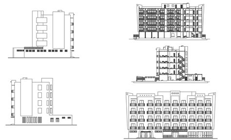 Hotel Building Elevation Design Autocad File Cadbull Images And