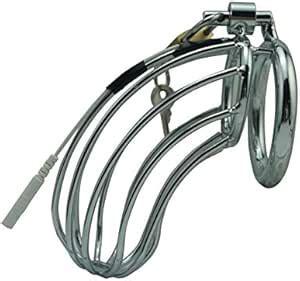 Amazon Anal Butt Plug Electro Shock Set Chastity Cage SM Bondage Device Metal Anal Butt