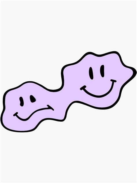 Pastel Purple Twin Drippy Smiley Sticker For Sale By Ashleyg