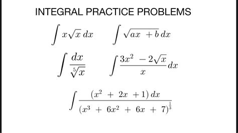 Integral Calculus Practice Problems Power Formula U Substitution