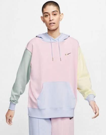 Nike Mini Metallic Swoosh Oversized Pastel Colour Block Hoodie 88yungplug