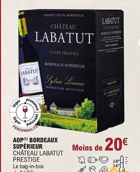 Promo Aop Bordeaux Supérieur Château Labatut Prestige chez E Leclerc