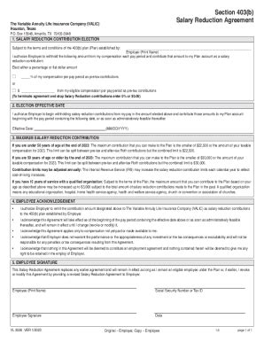 Fillable Online Section 403 B Salary Reduction Agreement Fax Email