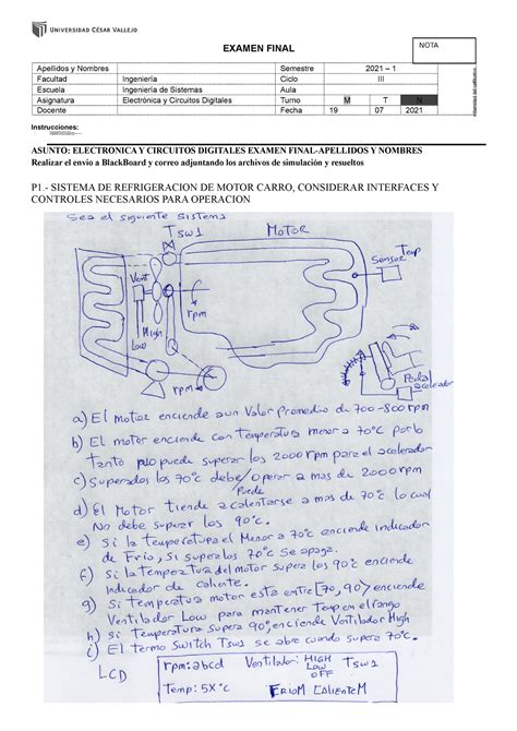 Electrónica Y Circuitos Digitales Final examen Circuitos electrónico