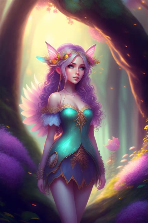 Lexica A Cute Fairy In The Dreamy Forest Fantasy Dreamlike K