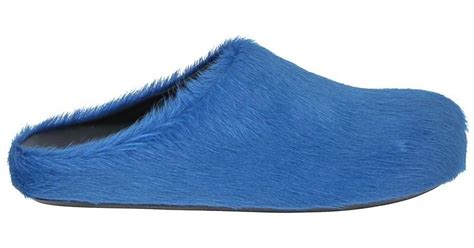 Marni Leather Blue Slides - Lyst