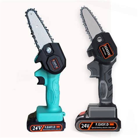 4 Inch Mini Electric Chain Saw With 2pc Battery Woodworking Pruning One Handed Garden Tool