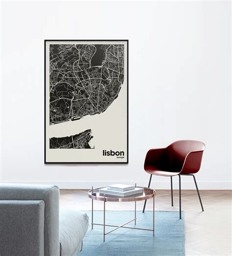 Lisbon City Map, Portugal City Map, Minimalist City Map, Modern City