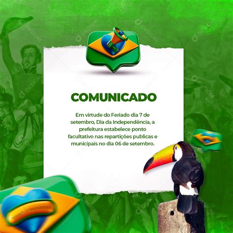 Social Media Comunicado Dia da Independência do Brasil 07 de Setembro