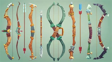 An Archery Bow With Arrows Of Varying Complexity And Decor Element For