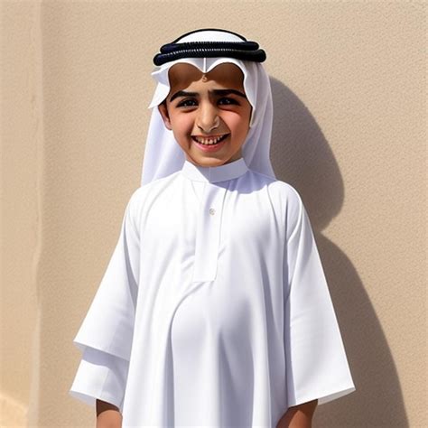 Premium Ai Image A Saudi Boy Wearing The Official Saudi Uniform And