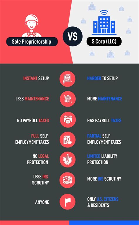 S Corp Vs Sole Proprietorship Pros Cons Infographic