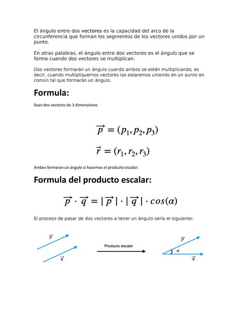 Angulo Entre Dos Vectores En Otras Palabras El Ngulo Entre Dos