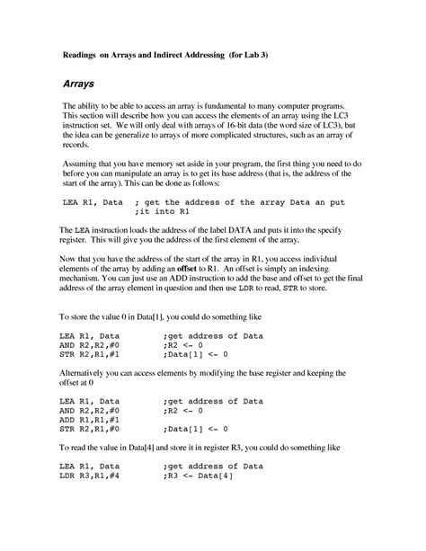 Lab3 COMP 2280 Winter 2022 Readings On Arrays And Indirect