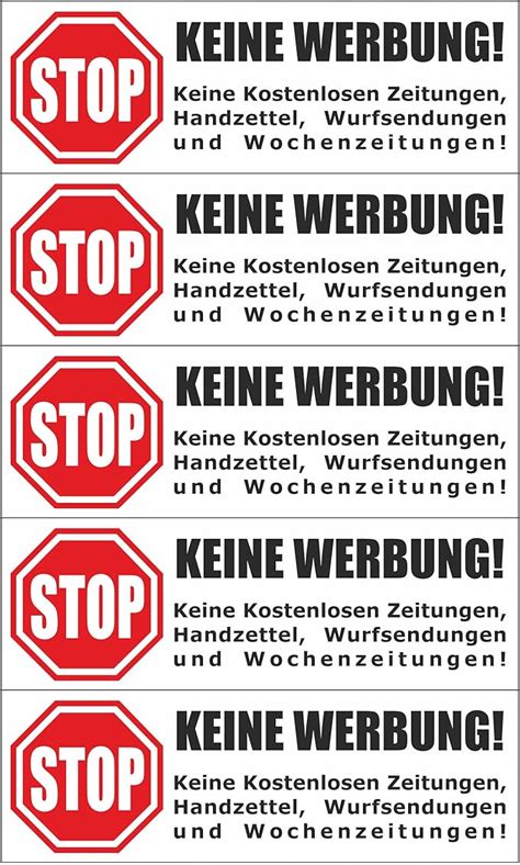 Briefkastenaufkleber Achtung Stop Bitte Keine Werbung 5 Aufkleber