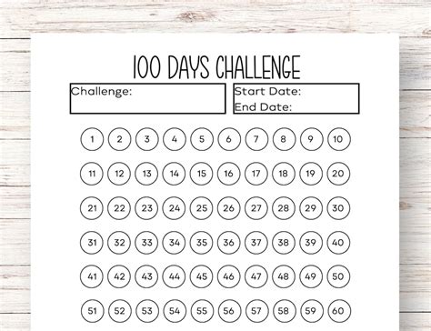 Days Challenge Printable Goal Setting Tracker Habits Printable