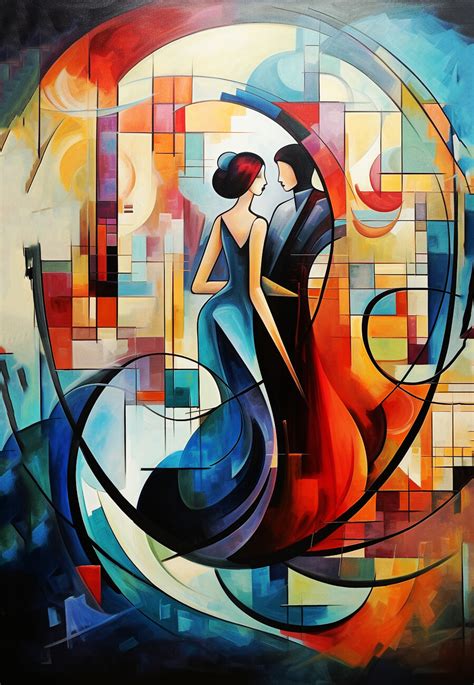 Illustration Artistiques Abstract Oil Painting Couple In Love