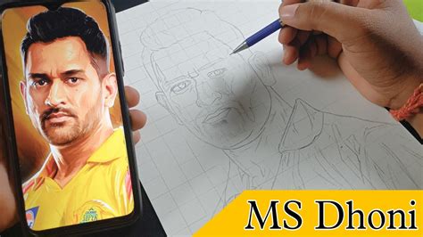 How To Draw Ms Dhoni Dhoni Drawing Outline Tutorial Youtube