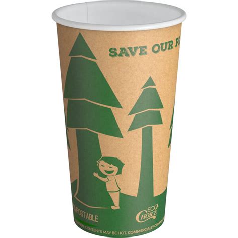 EcoChoice 16 Oz Kraft Tree Print Compostable Paper Hot Cup 50 Pack