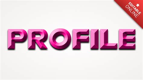 Profile Pink Bevelled Text Effect Generator