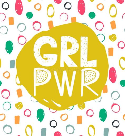 Girl Power Vector Inscription Grl Pwr Hand Lettering Feminist Slogan