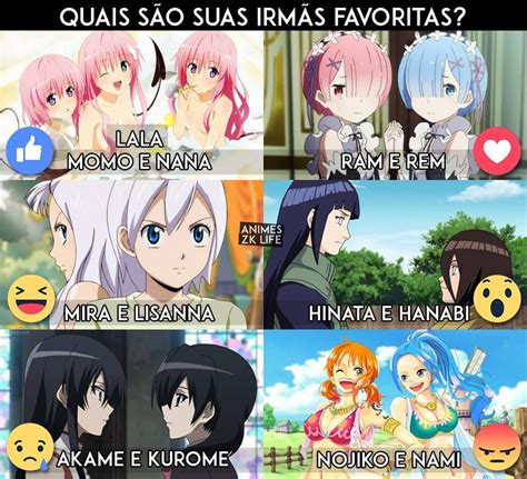 Qual dessas irmãs Anime Otaku anime Memes de anime