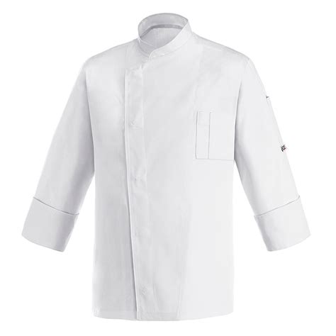 Chaqueta De Cocina Blanca Con Corchetes Cheap Egochef