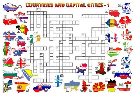 Capital Cities Crossword English Esl Worksheets Pdf And Doc