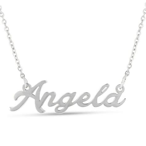 Angela Nameplate Necklace In Silver 16 Inch Chain By Superjeweler