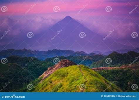 Sunset Mayon Volcano on Luzon Island Philippines Stock Photo - Image of philippines, nature ...