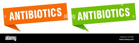 Antibiotics Banner Sign Antibiotics Speech Bubble Label Set Stock