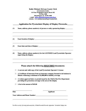 Fillable Online Mcleancountyil Application For Pyrotechnic Display Of