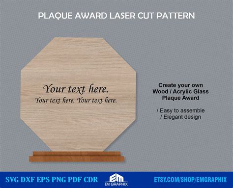 Wood Plaque Award Shape Svg Laser Cut Pattern Glowforge Files Acrylic