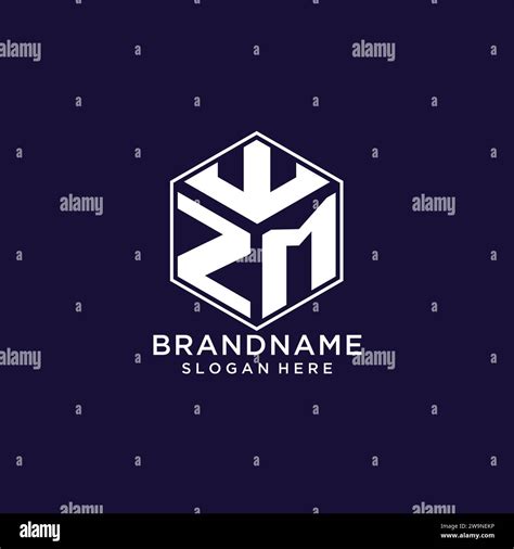 Initials Zm Logo Hexagon Shape Creative Geometric Logo Design Concept