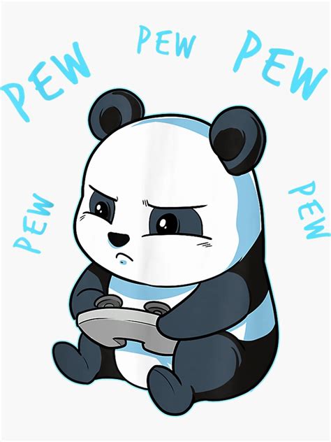 Cute Gaming Panda Pew Video Game Computer Player Sticker For Sale By