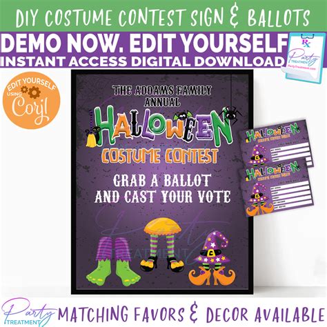 Halloween Costume Contest Printable Ballot and Sign – Party Treatment