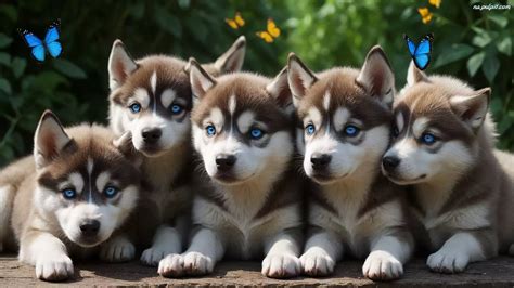 Siberian Husky Szczeniaki Motyle Na Pulpit