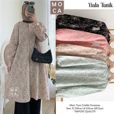 Jual Yiala Tunik By Moca Ld 105 110cm Allsize Tunik Bahan Yura Crinkle