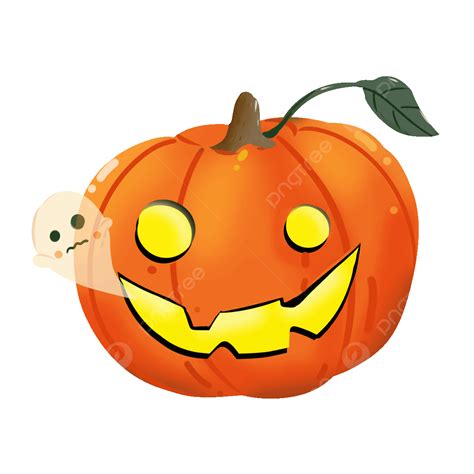 Orange Funny Pumpkin Cartoon Pumpkin Ghost Halloween Png Transparent