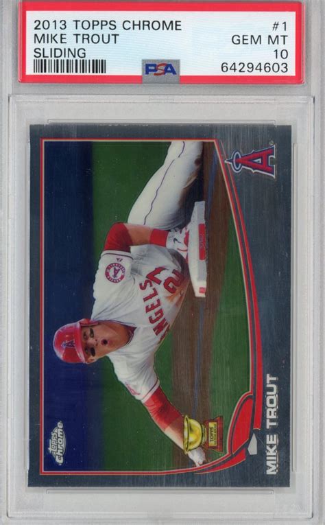 Graded Topps Chrome Mike Trout Sliding Rookie Cup Rc Baseball