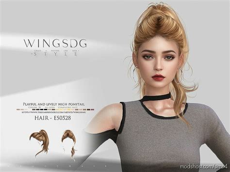 Wings ES0528 Playful And Lively High Ponytail Sims 4 Hair Mod ModsHost