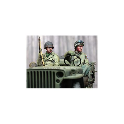 Alpine Miniatures Figurine Ww Us Jeep Crew Set