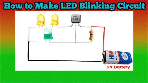 How To Make Simple Led Blinking Circuit Using Bc Transistor Youtube