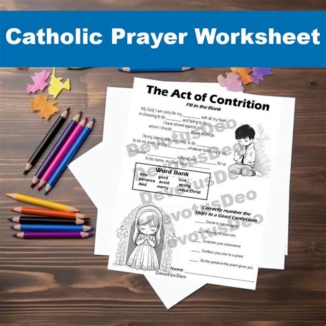 Printable Act of Contrition, Catholic Worksheet, Downloadable - Etsy