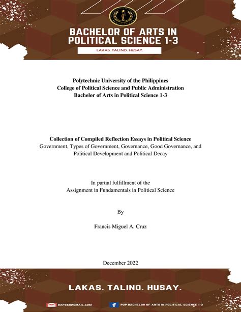 Collection Of Compiled Reflection Essays In Political Science